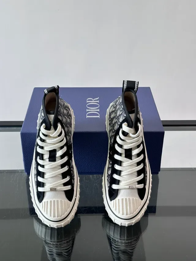 Dior Navy White High-Top Monogram Canvas Lifestyle Sneakers 4