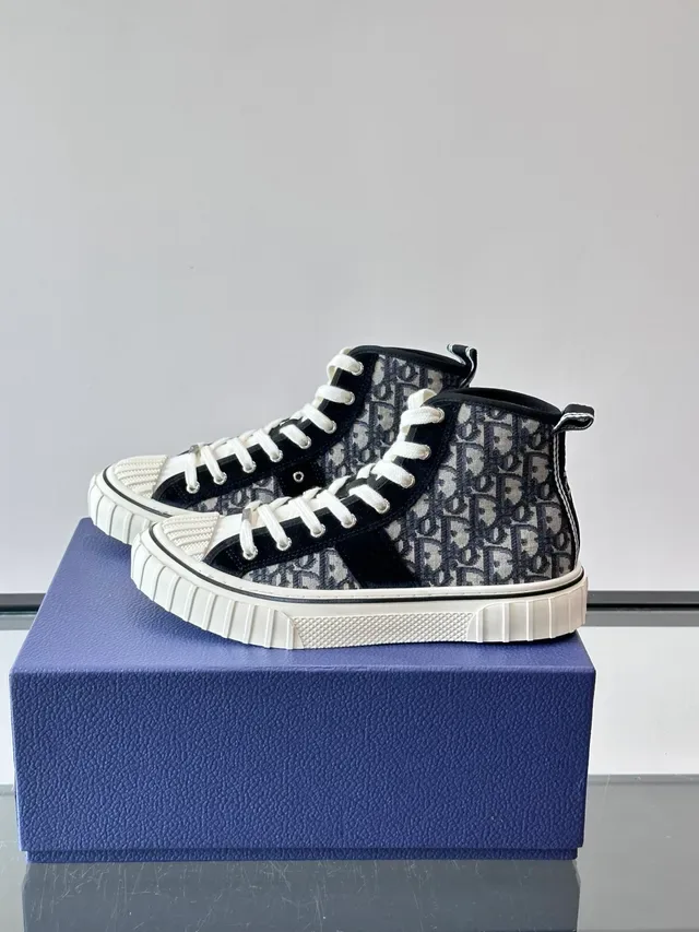 Dior Navy White High-Top Monogram Canvas Lifestyle Sneakers 5