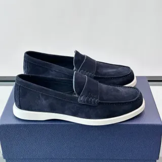 Dior 海军白麂皮鞋底乐福鞋
