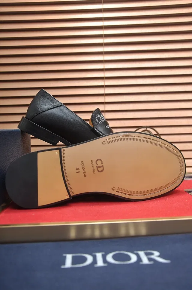 Loafers Dior Oblique Cuir Noir Monogrammé Bride Penny 6