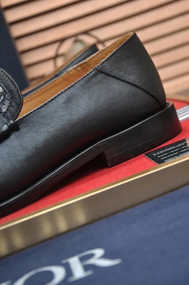Loafers Dior Oblique Cuir Noir Monogrammé Bride Penny 8