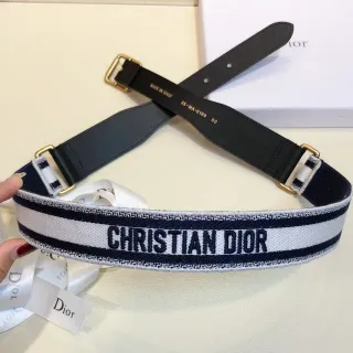 Dior Oblique Navy and White ceinture en cuir tissé