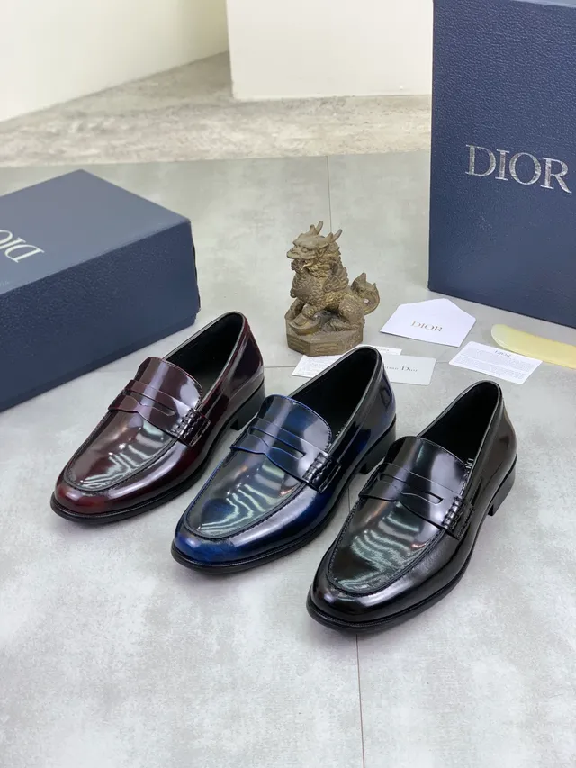 Dior Penny Loafer برغوندي جلد لامع لافر 2