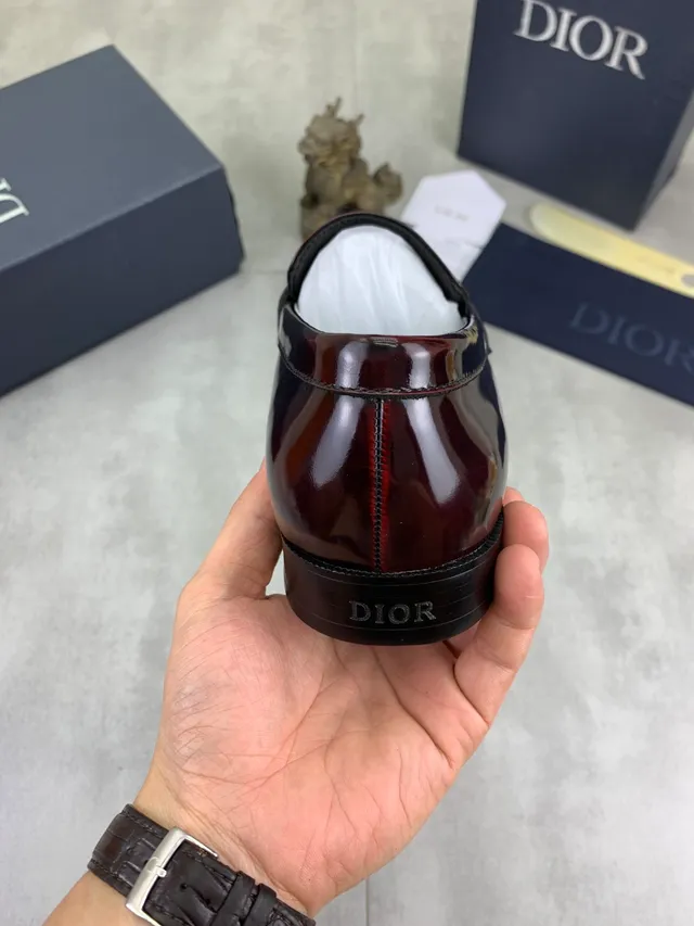 Dior Penny Loafer برغوندي جلد لامع لافر 4