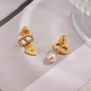 Dior Petit CD Lucky Charms Gold-Tone Asymmetrical Charm Earrings
