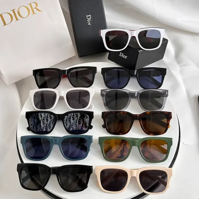 Dior نظارات شمسية مستطيلة أسيتات أزرق متدرج 3