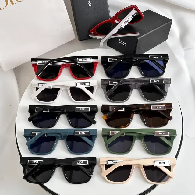 Dior نظارات شمسية مستطيلة أسيتات أزرق متدرج 4