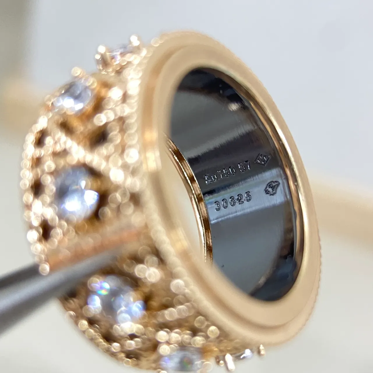 Dior Rose des Vents Gold Silver Openwork Filigree Rotating Band Ring 3