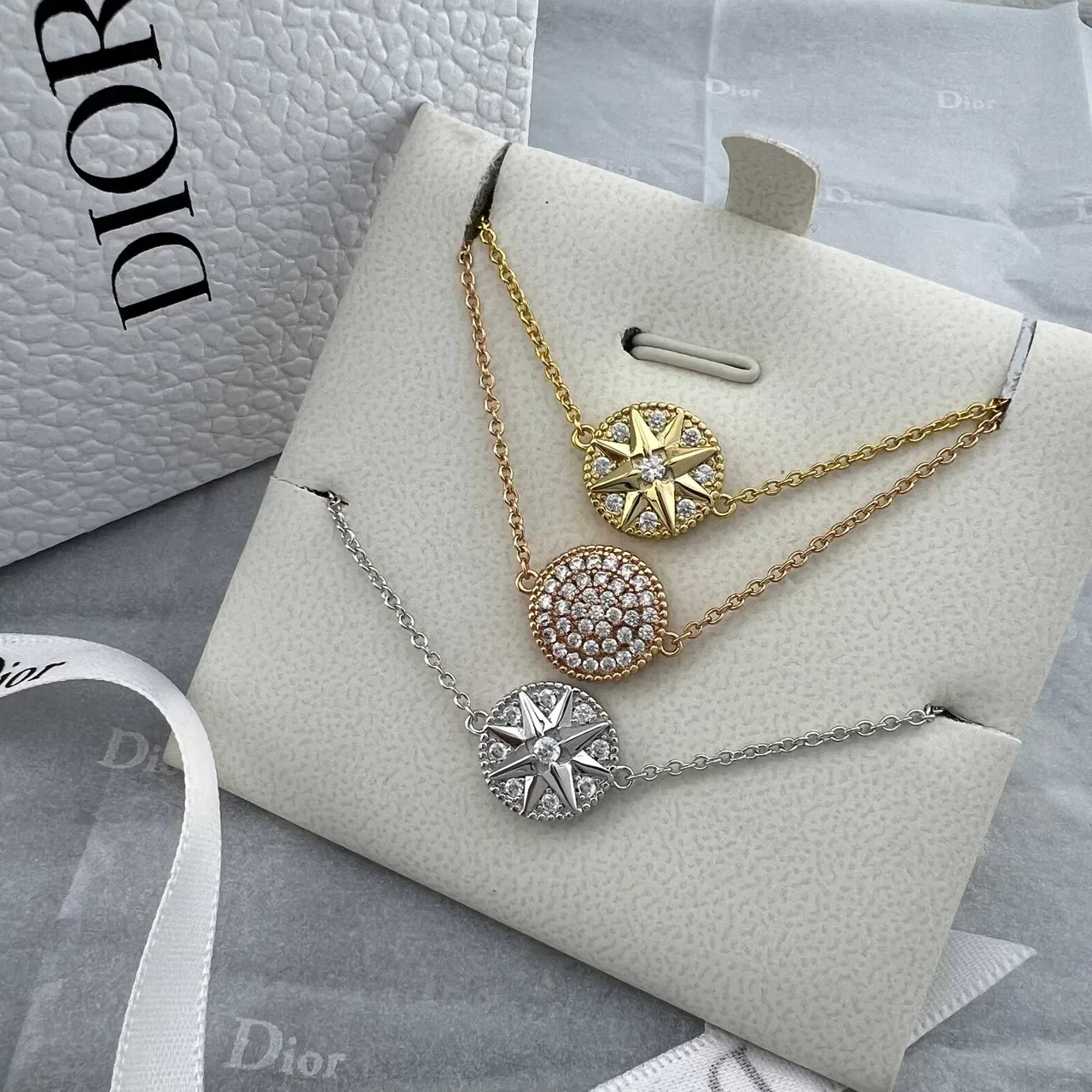 Dior Rose des Vents Pavé Crystal Compass-Star Bracelets 5
