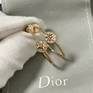 Dior Rose des Vents Motif Étoile Bagues Or Rose avec incrustation d'émail