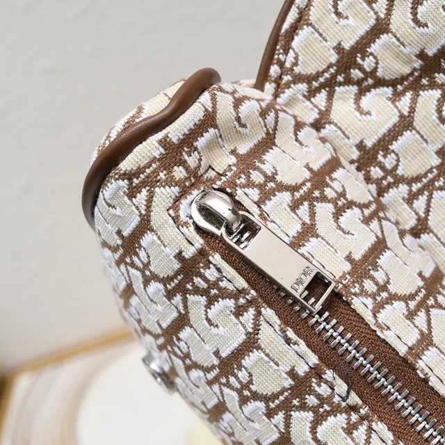 Dior Saddle भेज भूरा मोनोग्रामित कैनवास सिल्हूट सैडल बैग 4