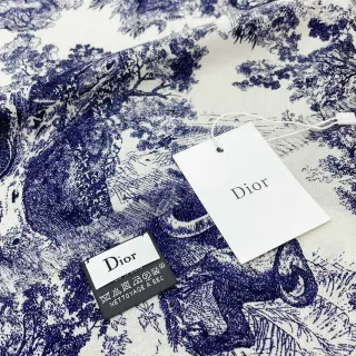 Dior Toile de Jouy Navy on White Silk Scarf