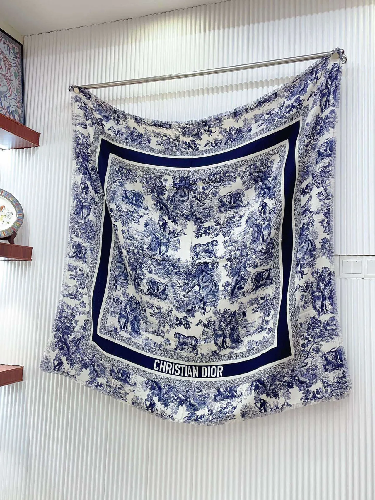 Bufanda de seda Dior Toile de Jouy Navy/Blanco 8