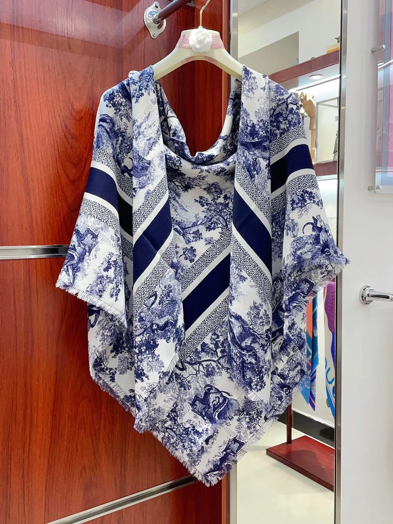Bufanda de seda Dior Toile de Jouy Navy/Blanco 6