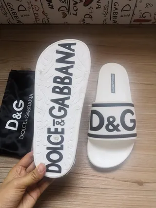 Dolce & Gabbana I Love D&G White Graphic Strap Slippers 4