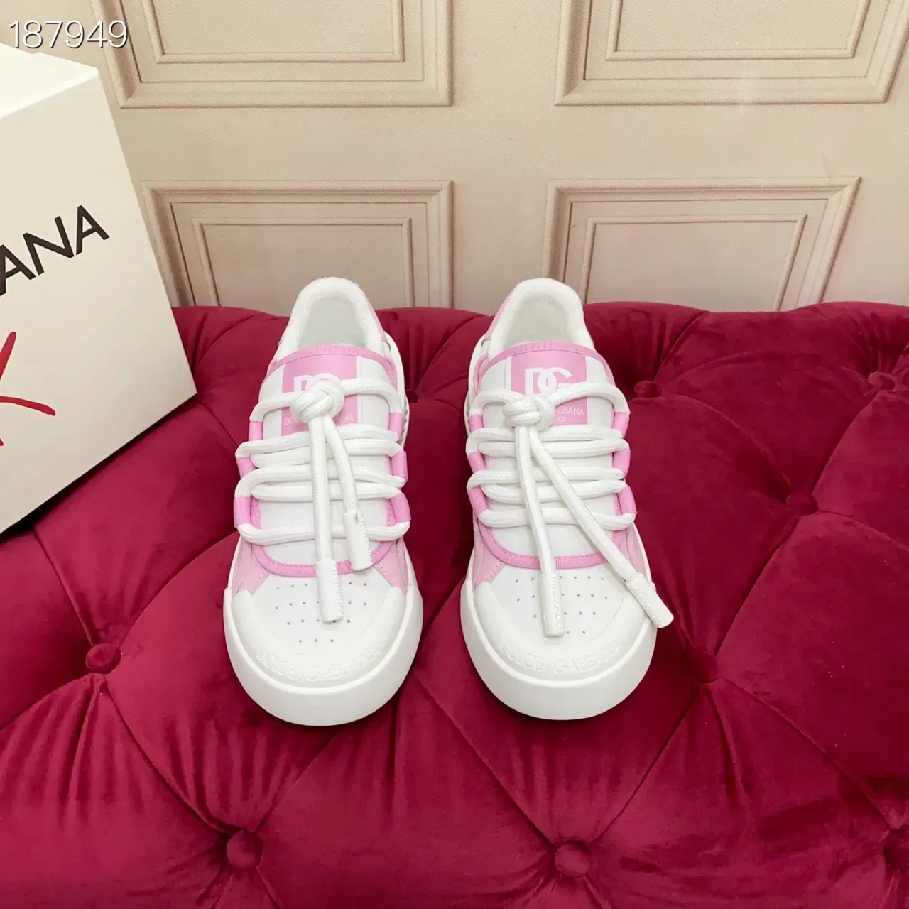 Dolce & Gabbana NS1 White and Pink Lifestyle Sneakers 4