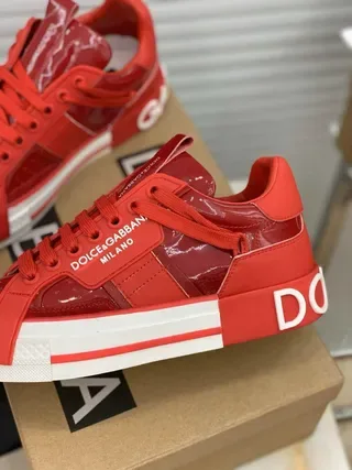 Dolce & Gabbana Portofino Red Branded Strap Platform Lifestyle Sneakers 2