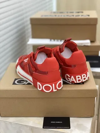 Dolce & Gabbana Portofino Red Branded Strap Platform Lifestyle Sneakers 7