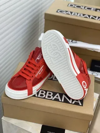 Dolce & Gabbana Portofino Red Branded Strap Platform Lifestyle Sneakers 8