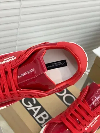 Dolce & Gabbana Portofino Red Branded Strap Platform Lifestyle Sneakers 9