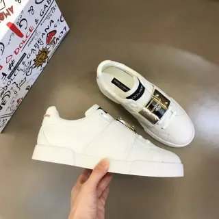 Dolce & Gabbana Portofino सादा चामড়ার বাকেল স্ট্র্যাপ লাইফস্টাইল স্নিকার
