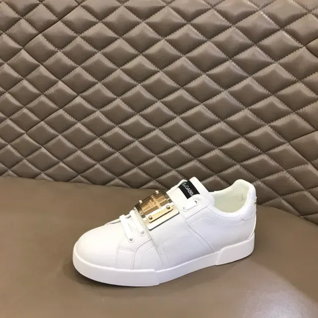Dolce & Gabbana Portofino أحذية أسلوب حياة بيضاء من الجلد بحزام إبزيم 3