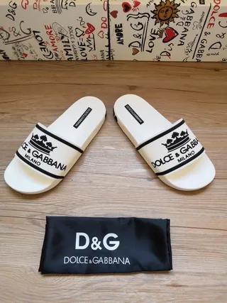 Dolce & Gabbana Slide White and Black Slippers 5
