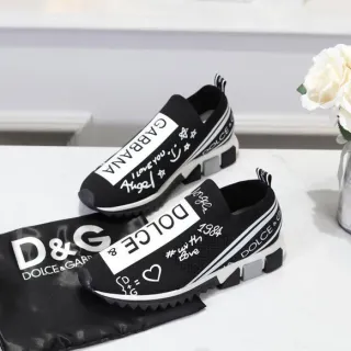 Dolce & Gabbana Speed Trainer Black and White Graphic Slip-On Chunky Sneakers