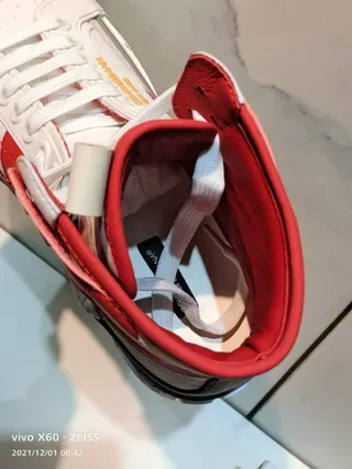 Dolce & Gabbana White Red High-Top Asymmetrical Strap Lifestyle Sneakers 8