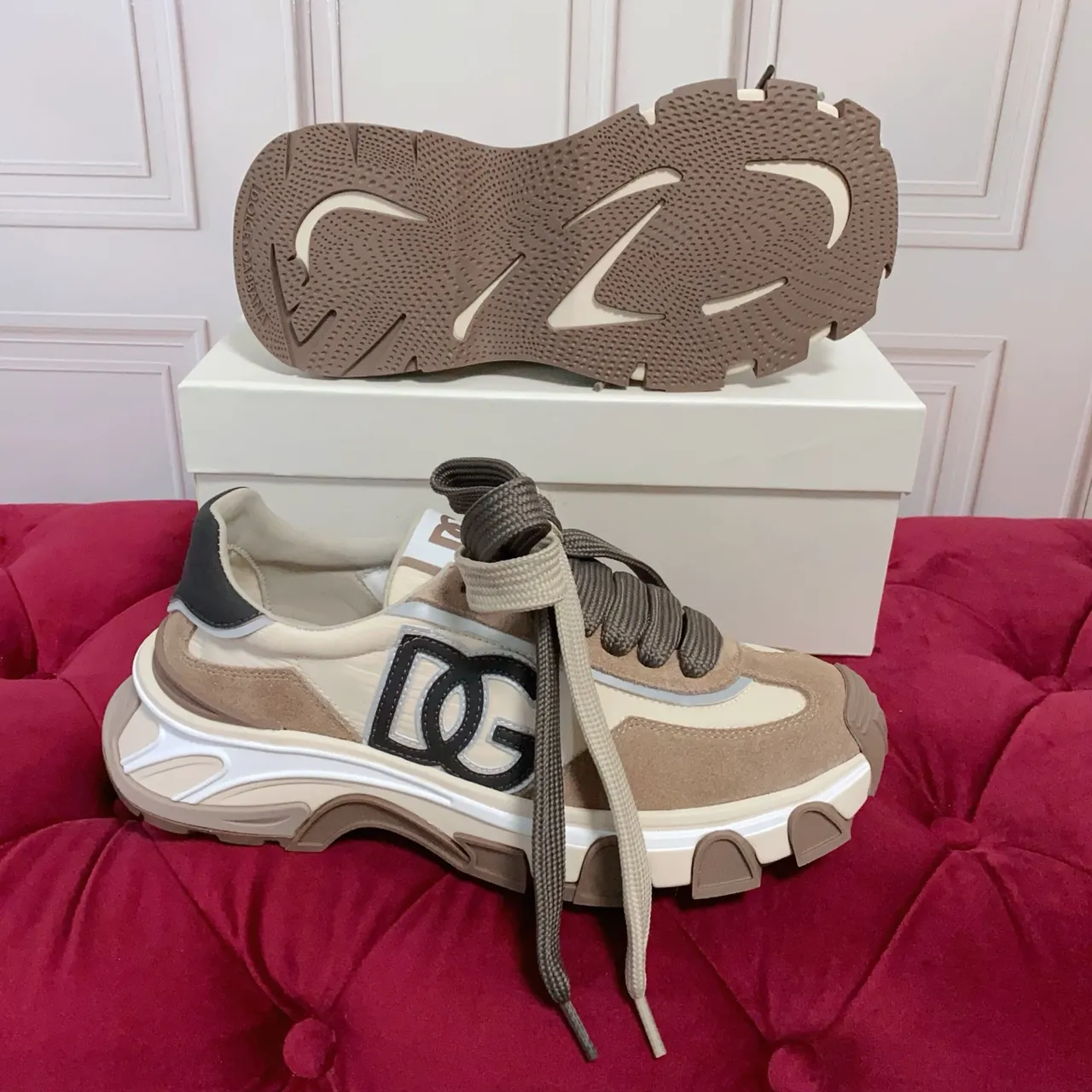 Dolce & Gabbana B27 Beige and Tan Chunky Sneakers 3