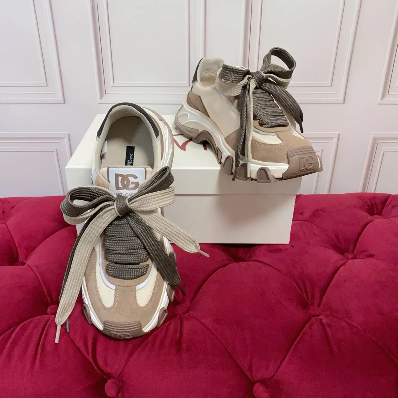 Dolce & Gabbana B27 Beige and Tan Chunky Sneakers 5