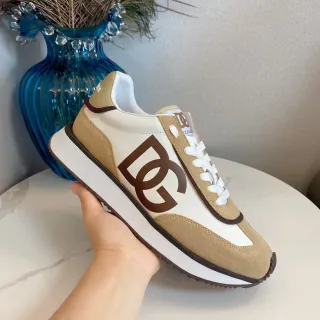 Dolce & Gabbana Beige Brown Retro Runner Silhouette Two-Tone Suede And Leather Sneakers