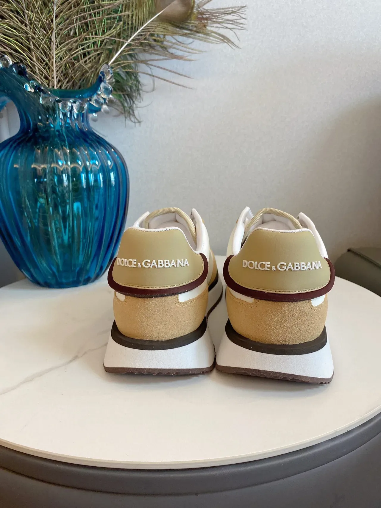 Dolce & Gabbana Beige Marron Retro Runner Silhouette Deux Tons Suede Et Cuir Sneakers 7