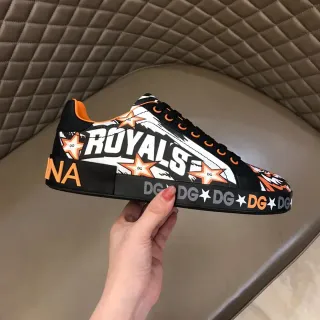 Dolce & Gabbana Noir Orange Impression Graphique Semelle de Plateforme Sneakers Lifestyle