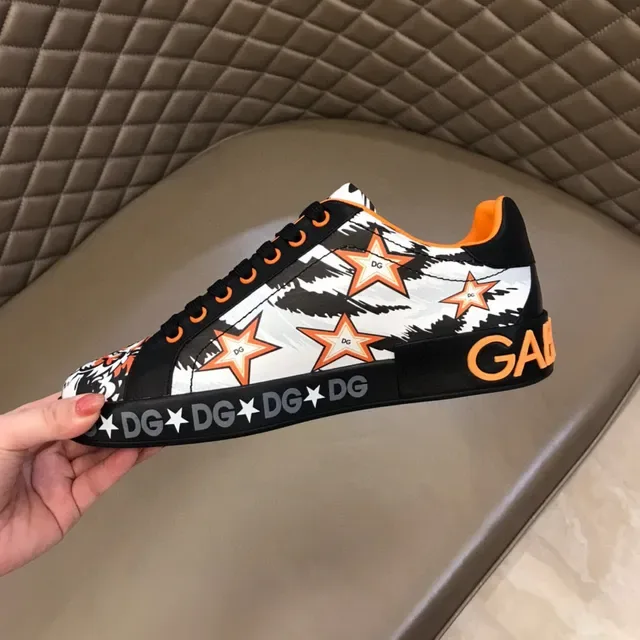 Dolce & Gabbana কালো কমলা গ্রাফিক প্রিন্ট প্ল্যাটফর্ম সোল লাইফস্টাইল স্নিকার্স 3