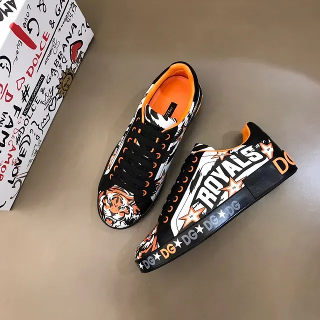 Dolce & Gabbana কালো কমলা গ্রাফিক প্রিন্ট প্ল্যাটফর্ম সোল লাইফস্টাইল স্নিকার্স 8