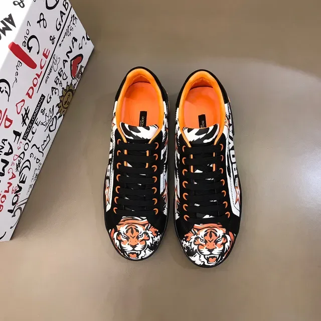 Dolce & Gabbana কালো কমলা গ্রাফিক প্রিন্ট প্ল্যাটফর্ম সোল লাইফস্টাইল স্নিকার্স 9