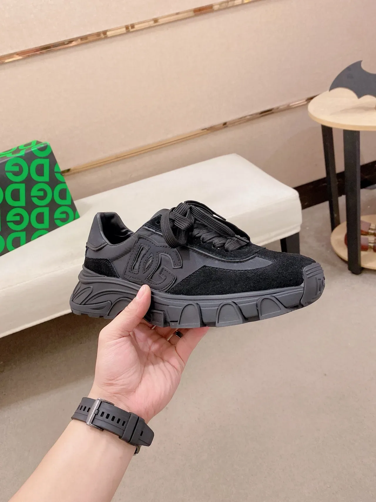 Dolce & Gabbana Black Sole Layered Suede And Leather Upper Chunky Sneakers 4