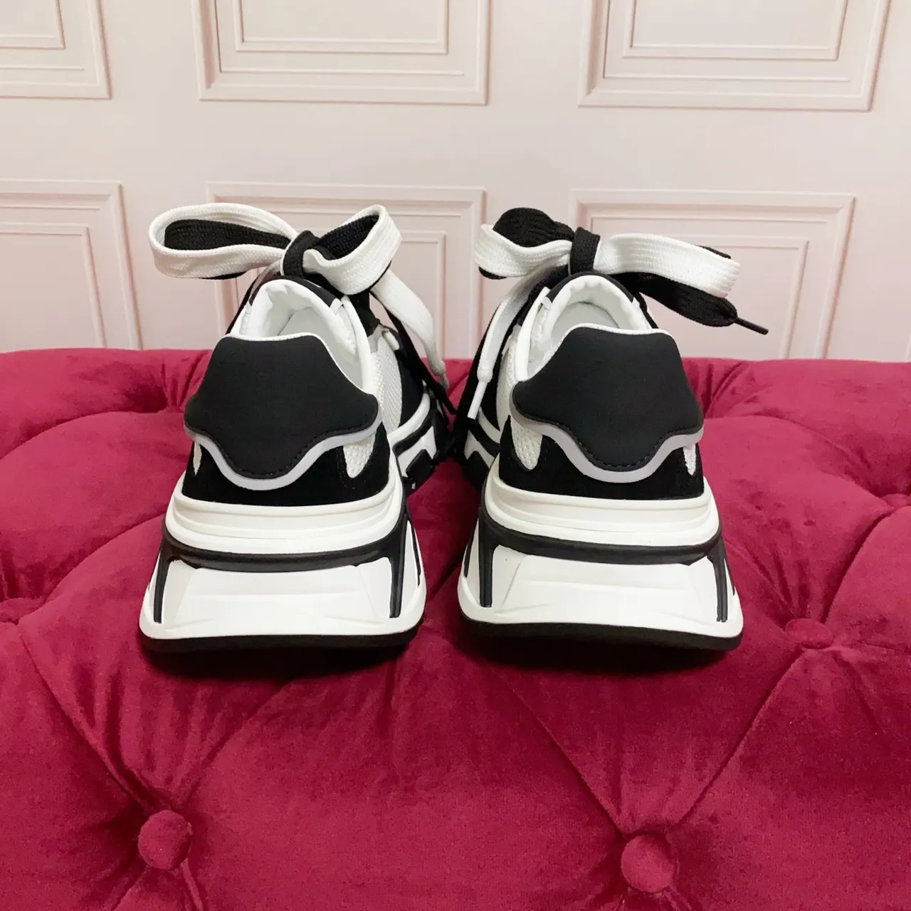 Dolce & Gabbana Black White Platform Sole Mesh And Suede Upper Chunky Sneakers 2