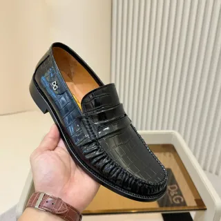 Dolce & Gabbana 鳄鱼压纹漆皮便士乐福鞋