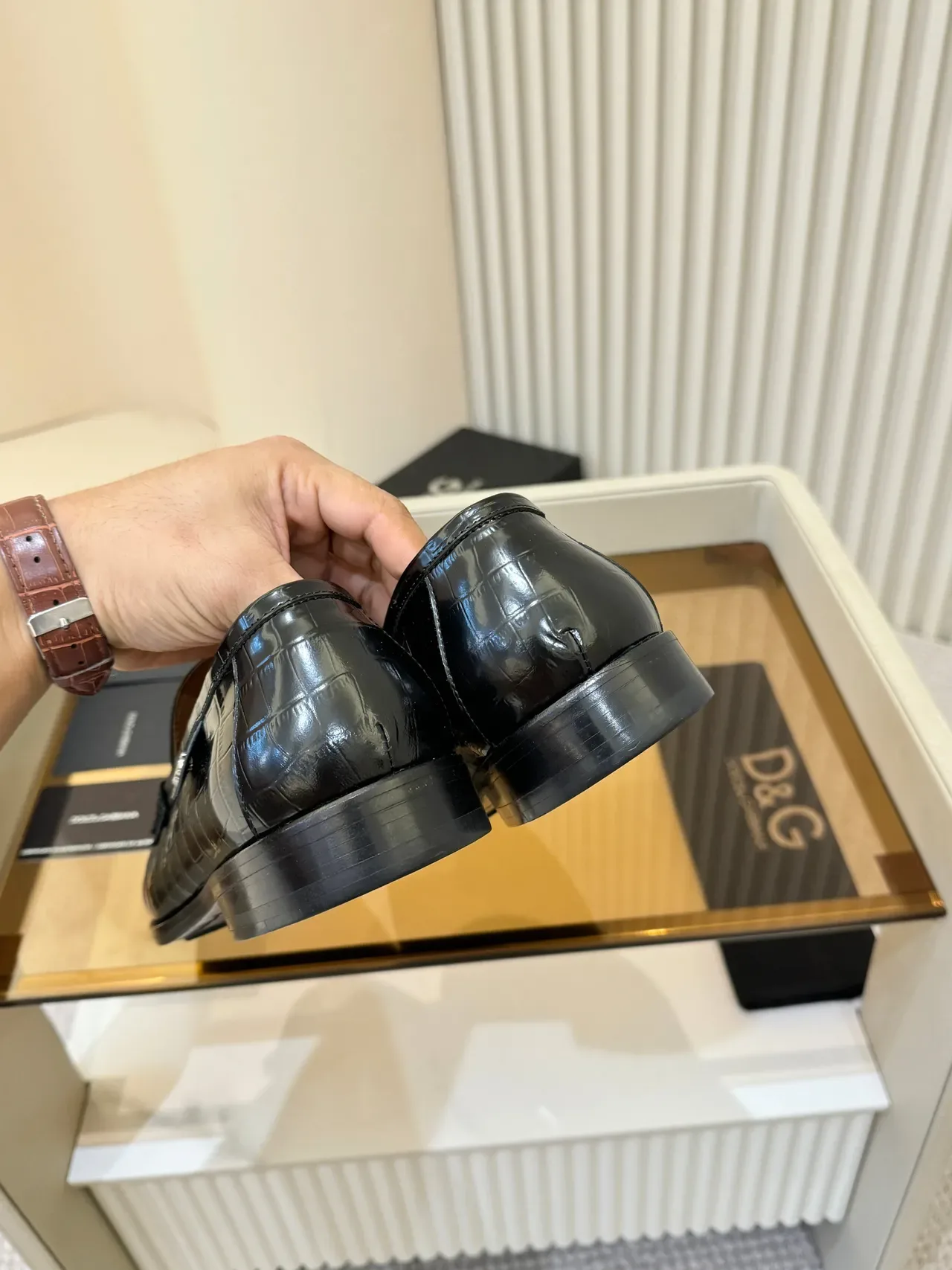 Dolce & Gabbana 鳄鱼压纹漆皮便士乐福鞋 3