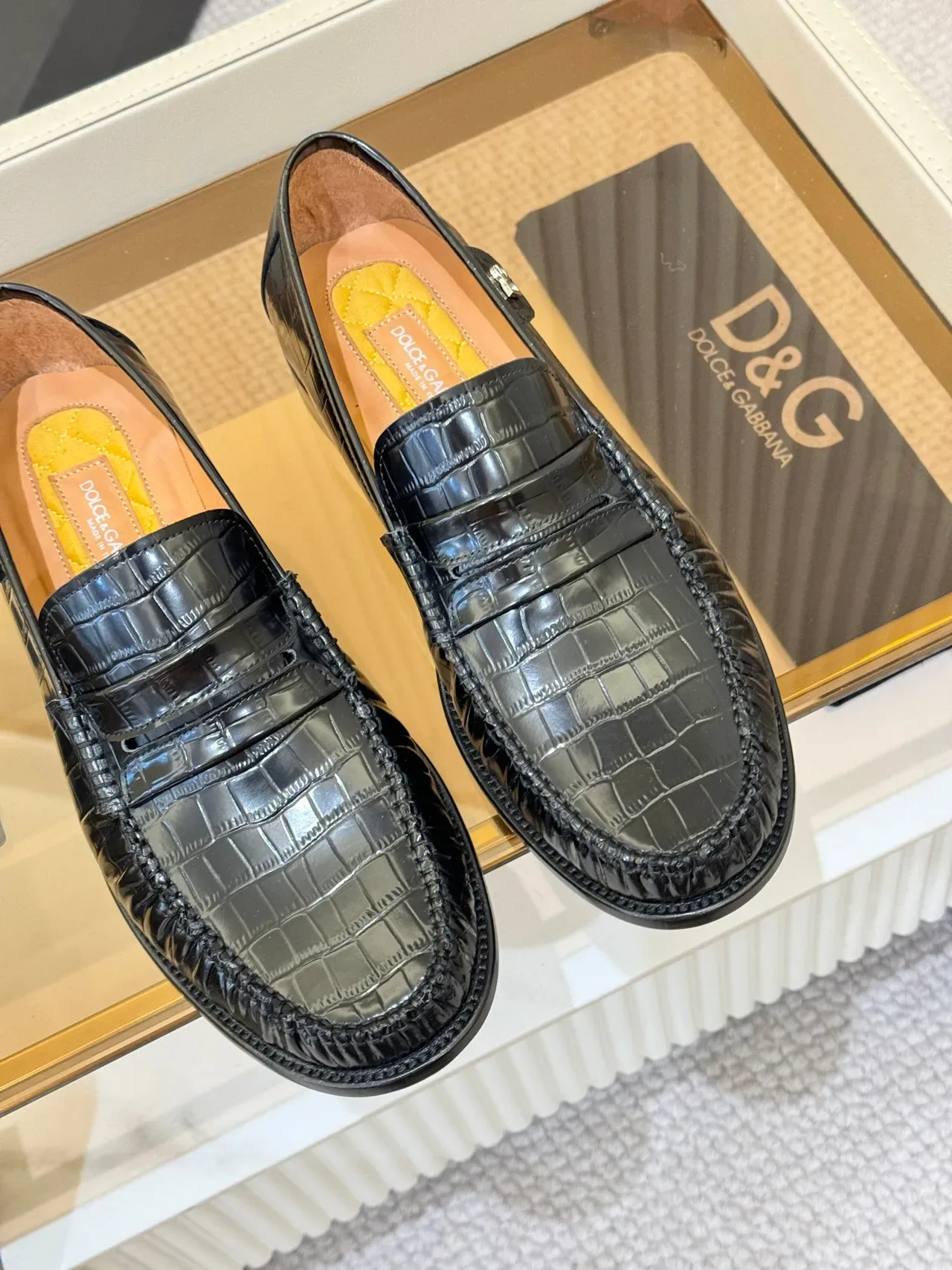 Dolce & Gabbana 鳄鱼压纹漆皮便士乐福鞋 4