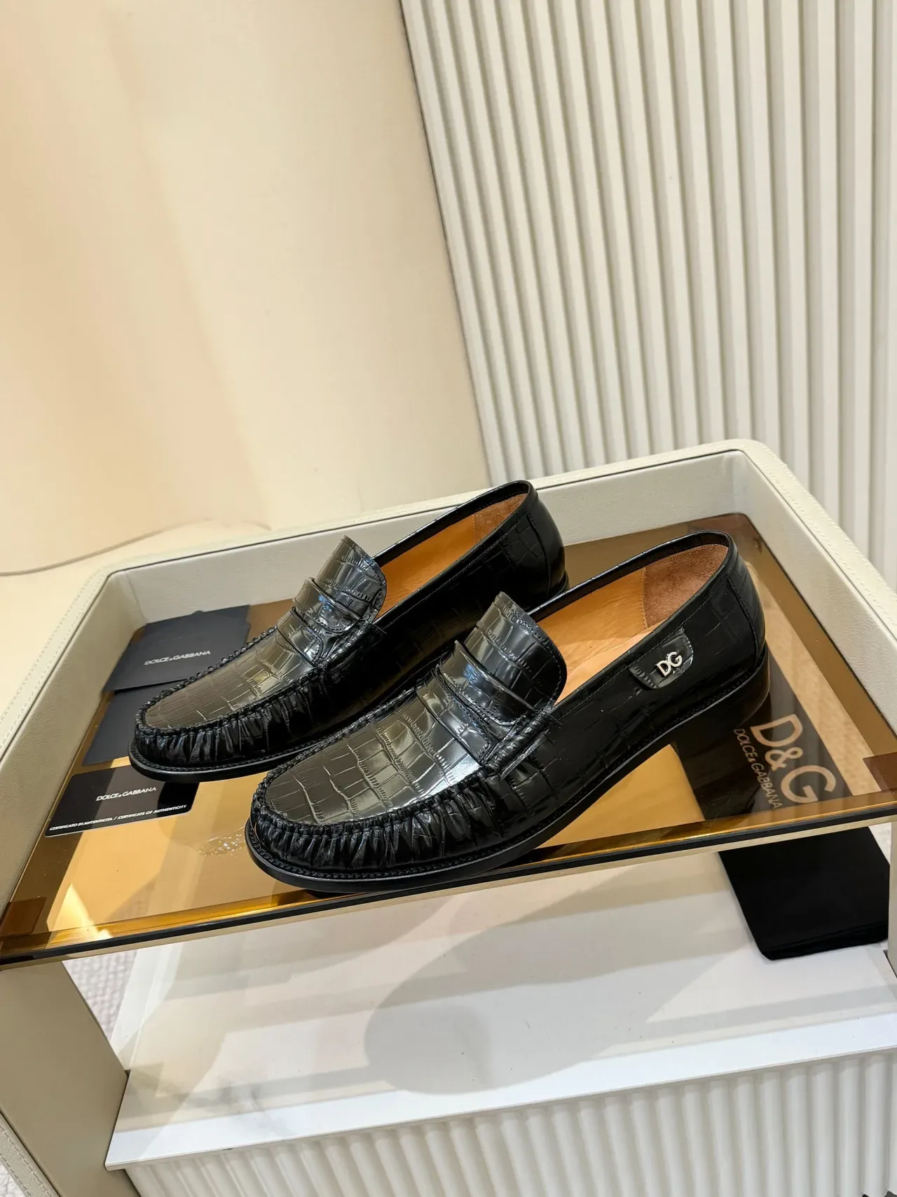 Dolce & Gabbana 鳄鱼压纹漆皮便士乐福鞋 5