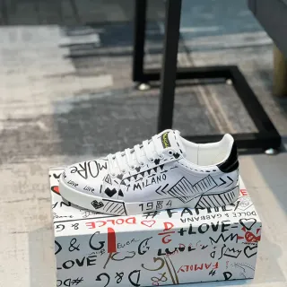 Dolce & Gabbana Tênis Lifestyle Graffiti-Print Brancos