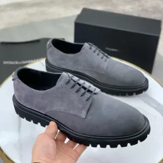 Dolce & Gabbana Gray Black Suede Upper Lug Sole Leather Shoes