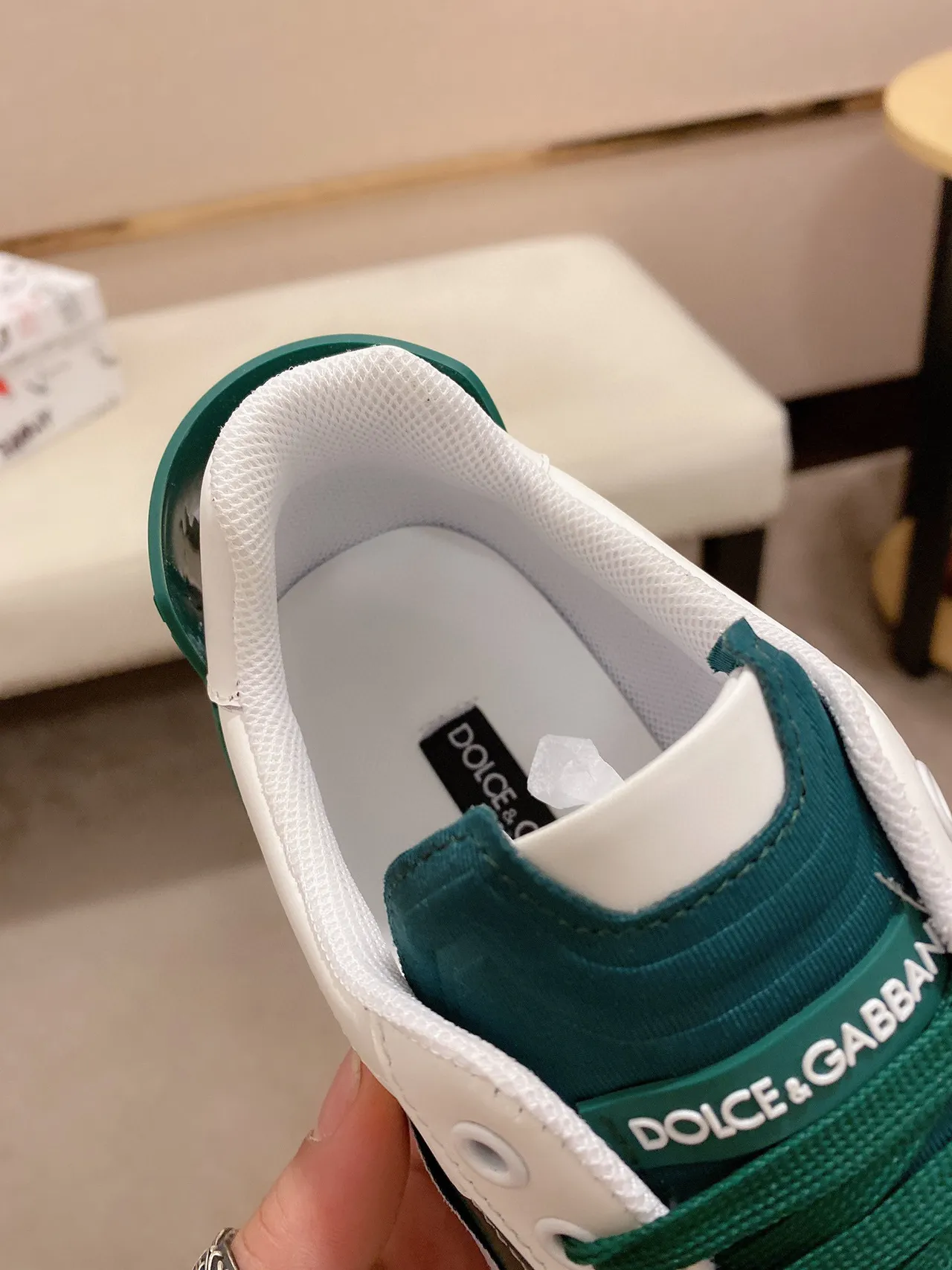 Dolce & Gabbana White Green Leather Upper Emerald Rubber Overlays Lifestyle Sneakers 5