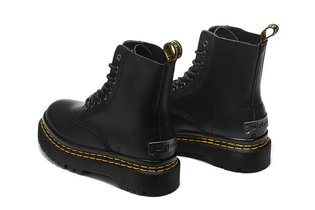 Dr. Martens 1460 Bottes en cuir noir lisse couture jaune Martin 6