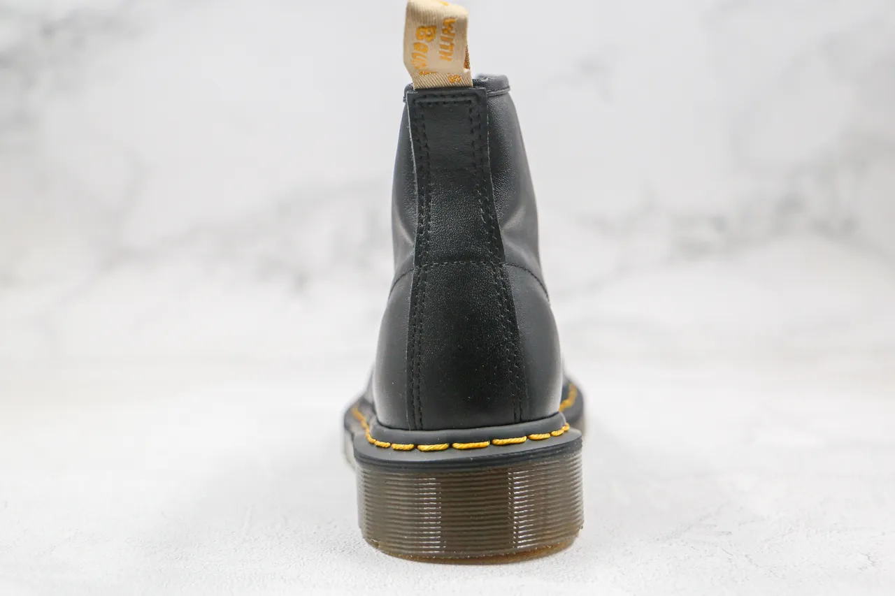 Dr. Martens 1460 কালো মসৃণ চামড়া হলুদ সেলাই মার্টিন বুট 3