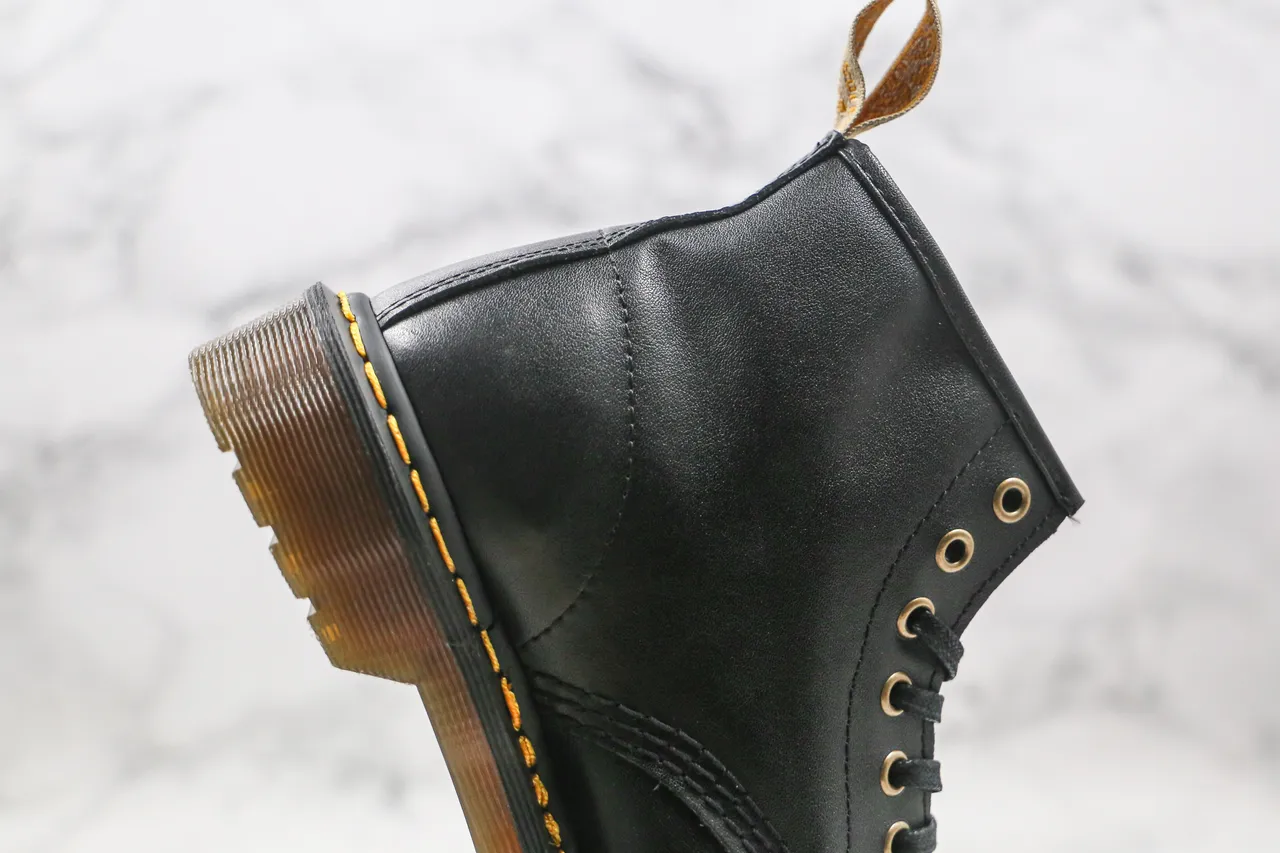 Dr. Martens 1460 কালো মসৃণ চামড়া হলুদ সেলাই মার্টিন বুট 4