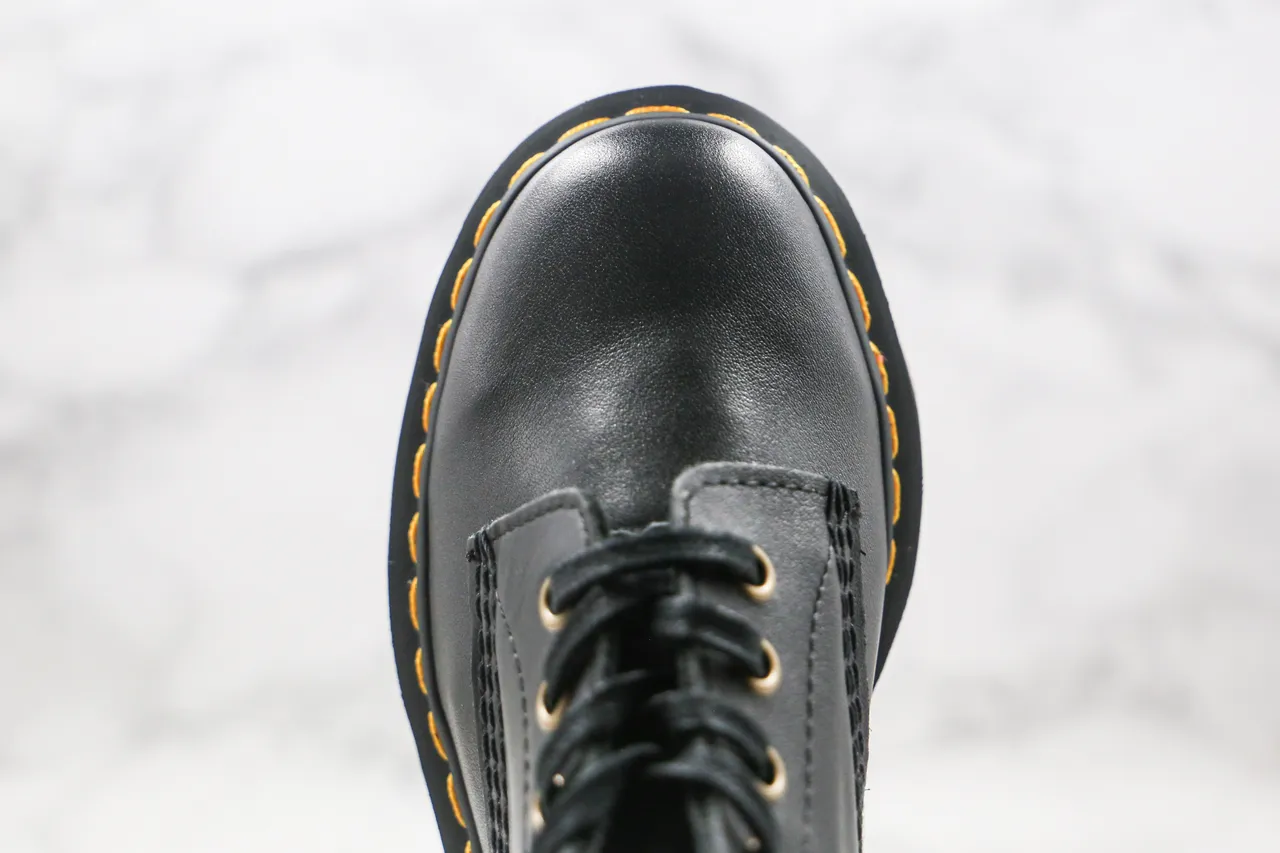 Dr. Martens 1460 কালো মসৃণ চামড়া হলুদ সেলাই মার্টিন বুট 5